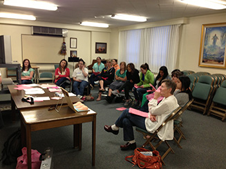 Photo of a breast cancer workshop at a local church.
