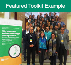 A large group of people with the text "Featured Toolkit Example" above it.