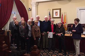 Photo of St. Augustine Compassion Community Team acknowledging the City’s Proclamation of making February a month of Compassion and Forgiveness.